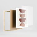 Plakat w ramie 40x50 - Abstrakcyjne Widzenia - abstrakcyjne geometryczne kształty, odcienie brązu i beżu - rama drewno