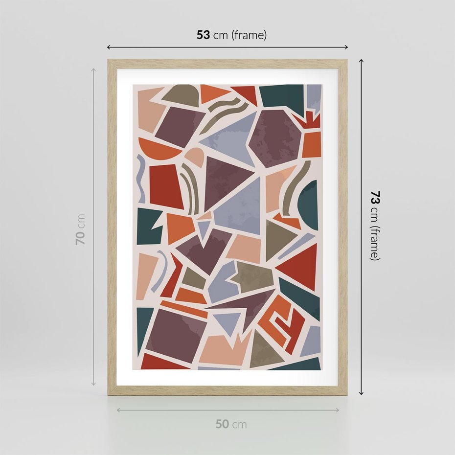 Plakat w ramie 50x70 - Intrygujące Rozbicie - gemoetryczne kształty, mozaika - rama drewno