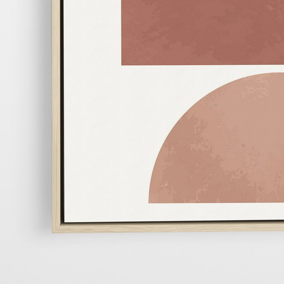 Obraz w ramie 80x120 - Rozkwitające Odbicia - abstrakcyjne geometryczne kształty, odcienie brązu i beżu - rama drewno