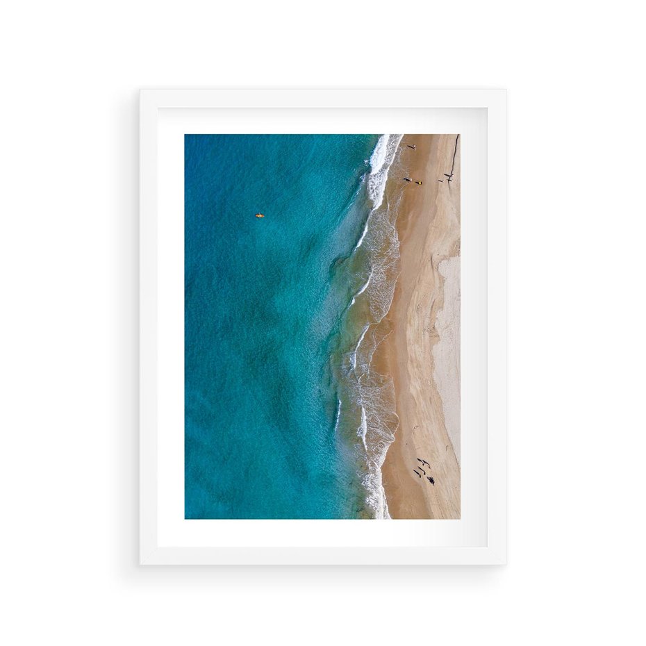 Plakat w ramie 30x40 - Spokój nad morzem - morze, plaża - rama biała