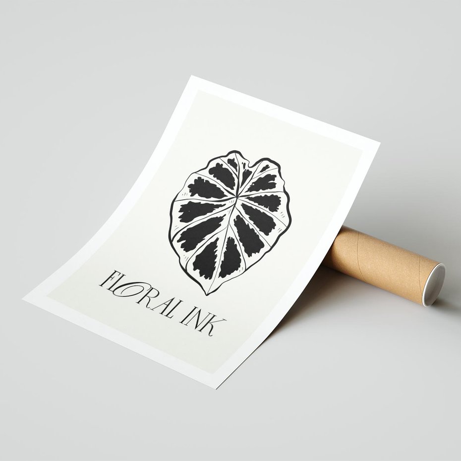 Plakat bez ramy 30x40 - Zapisane na liściach wspomnienia - liść, czarny kontur na jasnym tle