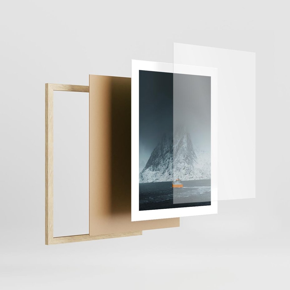 Plakat w ramie 30x40 - Skandynawski pejzaż - skadynawski, pejzaż - rama drewno