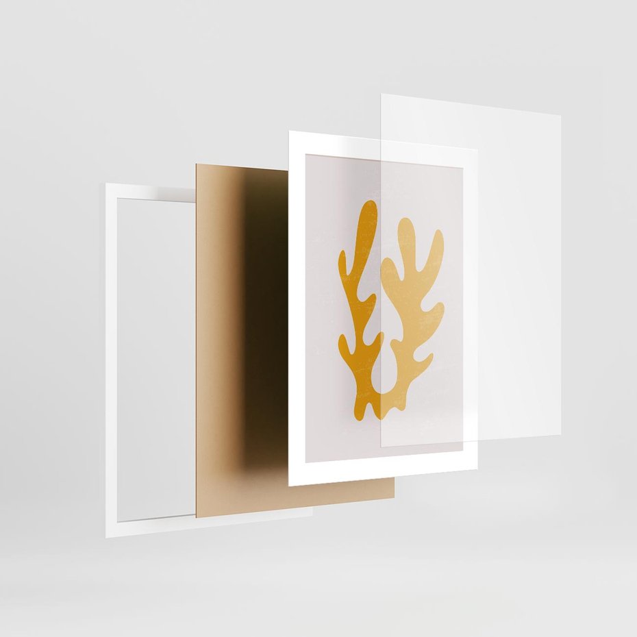 Plakat w ramie 30x40 - Abstrakcyjna Synergia - abstrakcyjna żółta forma, minimalizm - rama biała