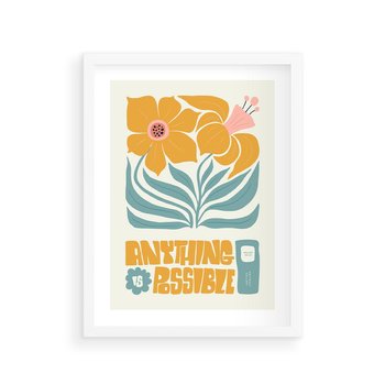 Plakat w ramie 40x50 - Kolorowa Harmonia - sztuka nowoczesna, pastelowe kwiaty - rama biała