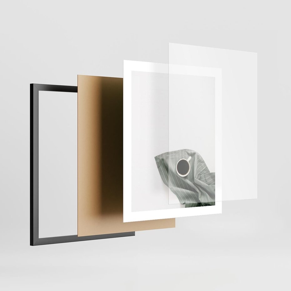 Plakat w ramie 40x50 - Poranek z Kawą - kawa, biała filiżanka - rama czarna