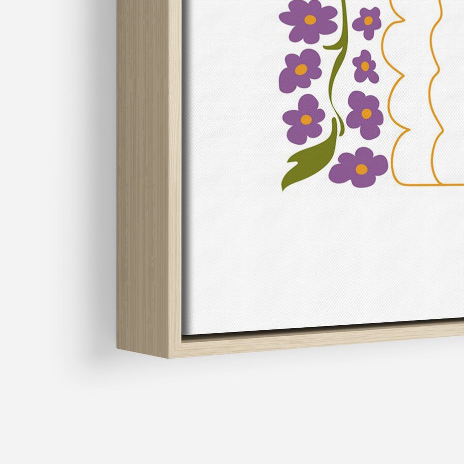 Obraz w ramie 50x70 - Witalność Kwiatów - kwiaty w wazonie, minimalistyczna kompozycja - rama drewno