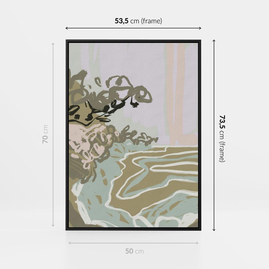 Obraz w ramie 50x70 - Wizja Przestrzeni - pastelowy krajobraz, nowoczesny plakat - rama czarna