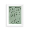 Plakat w ramie 30x40 - Zielone Wariacje w Liniach - abstrakcyjne zielone linie, skandynawski design - rama biała