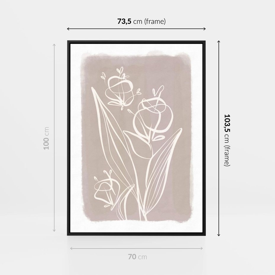 Obraz w ramie 70x100 - Pastelowe Nastroje - nowoczesny subtelny plakat, beżowy - rama czarna