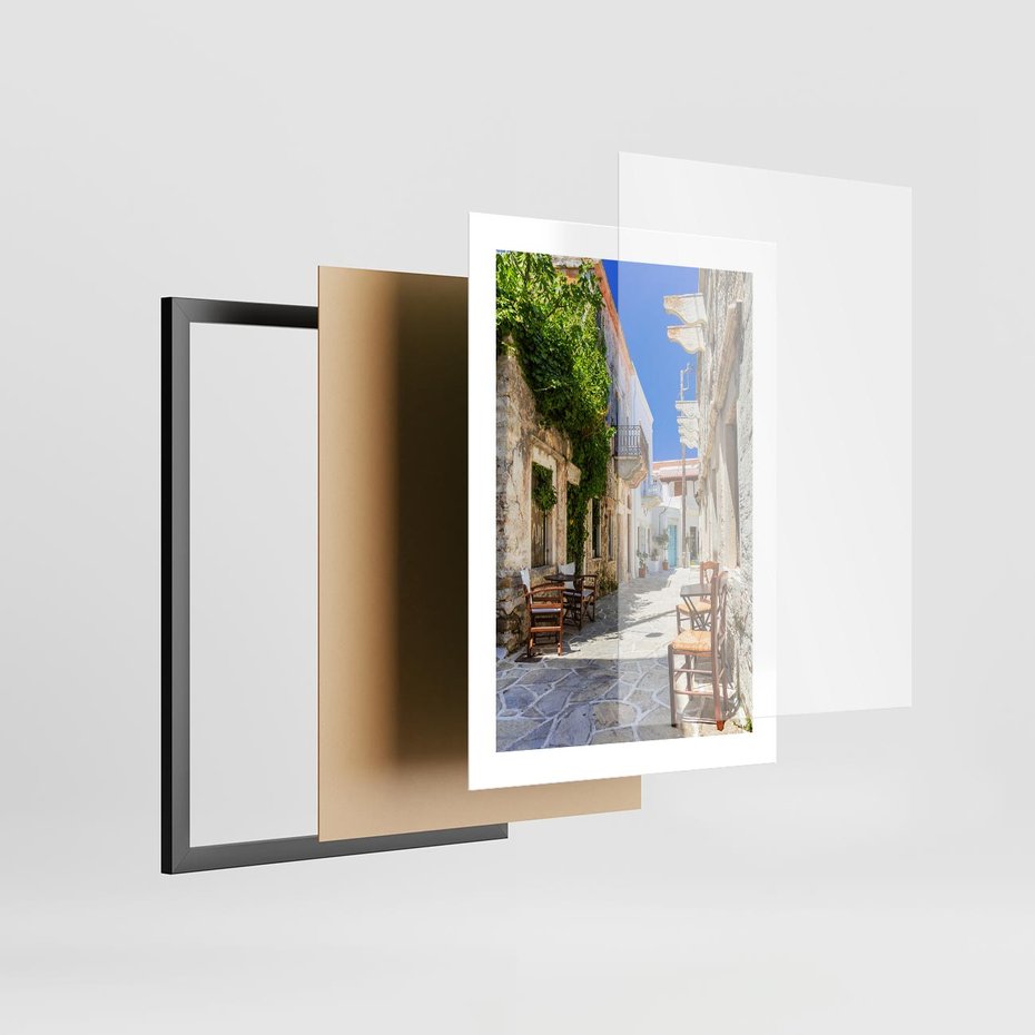Plakat w ramie 30x40 - Magiczny Spacer - uliczka, perspektywa - rama czarna