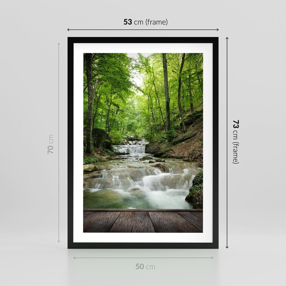 Plakat w ramie 50x70 - Plączący się strumień - rzeka, strumień - rama czarna