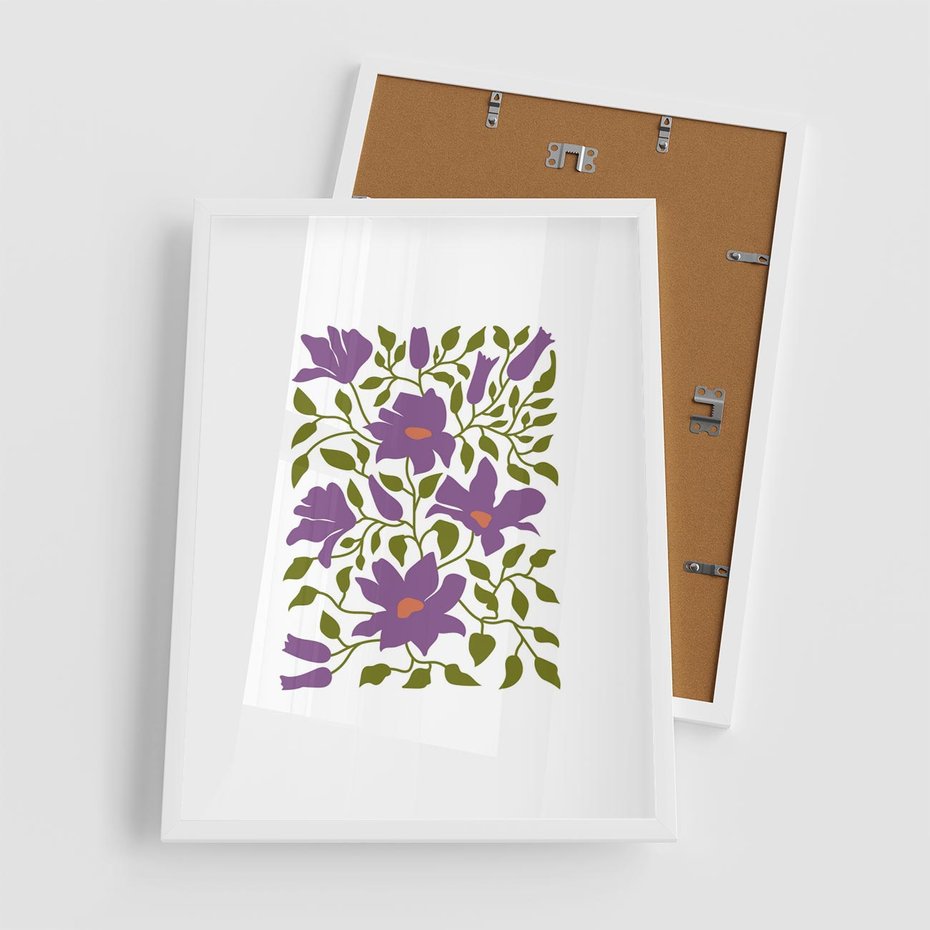 Plakat w ramie 50x70 - Rozmyte Granice - kwiaty, kompozycja - rama biała