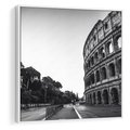 Obraz w ramie 80x80 - Echa Historii - czarno biała fotografia, koloseum - rama biała
