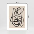 Plakat bez ramy 30x40 - Przenikanie Wirtualnych Wymiarów - zaplątane minimalistyczne linie, na bezowym tle