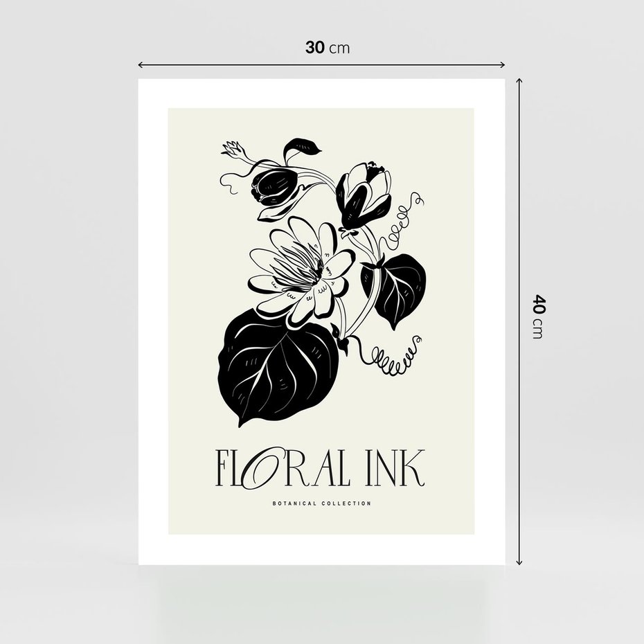 Plakat bez ramy 30x40 - Odbicie kwiatowych chwil - kwiaty, typografia