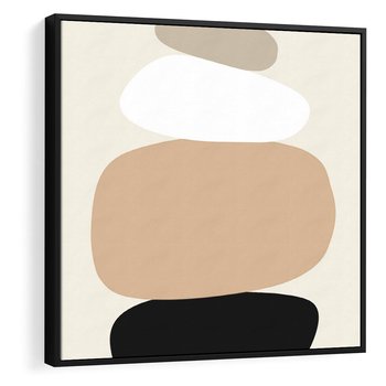 Obraz w ramie 50x50 - Zgeometryzowane Kształty - modernistyczny plakat, obłe kształty - rama czarna