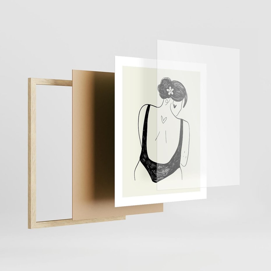 Plakat w ramie 40x50 - Echa Piękna - piękno kobiecego ciała, kobieta - rama drewno