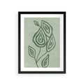Plakat w ramie 30x40 - Szmaragdowy Oddech - abstrakcyjne delikatne zielone linie, podobne do gałęzi kwiatów - rama czarna