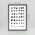 Plakat w ramie 50x70 - Migocące Anomalie - abstrakcyjna kompozycja z czarnych kropek, minimalistyczny czarno bialy plakat - rama czarna