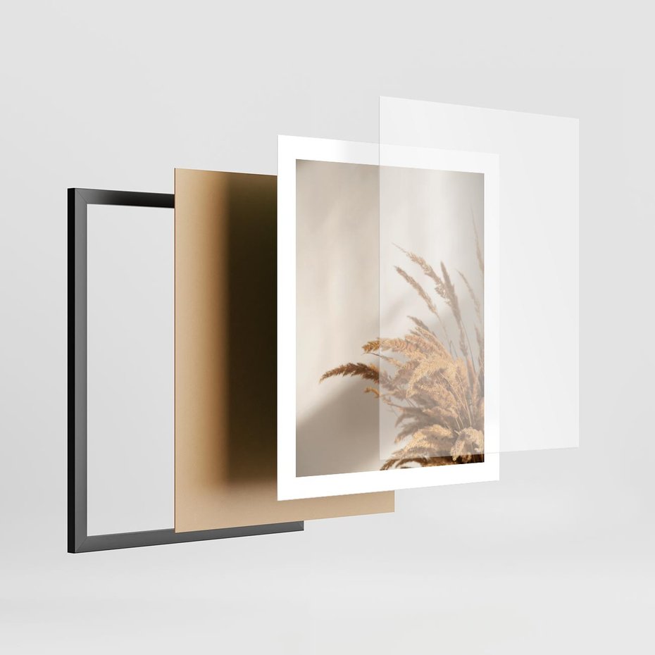 Plakat w ramie 40x50 - Swobodne trawy boho - boho, suche - rama czarna