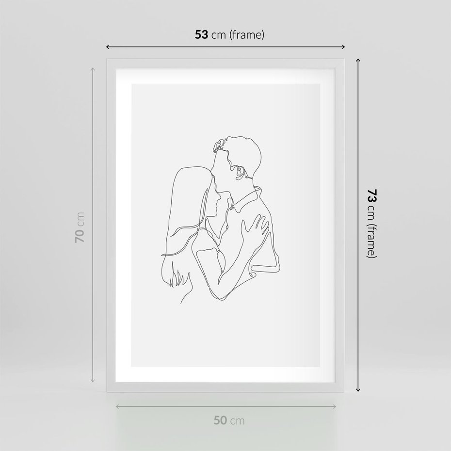 Plakat w ramie 50x70 - Bezgraniczne Przenikanie - para zakochanych, kobieta i mężczyzna - rama biała