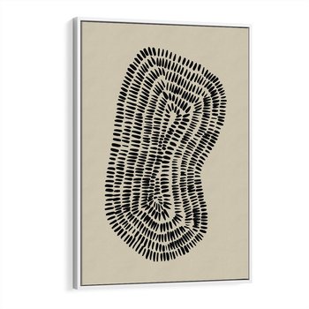 Obraz w ramie 50x70 - Nowoczesne Odbicia Wnętrza - boho plakat, czarne kropki kreski - rama biała