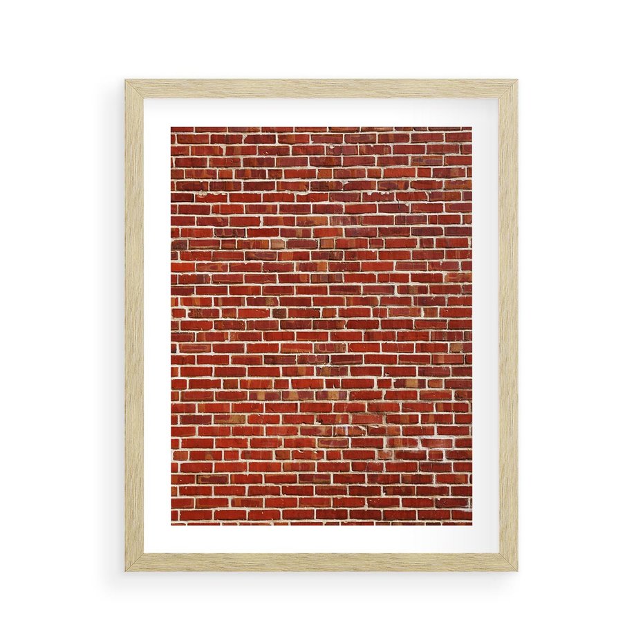 Plakat w ramie 40x50 - Mur z Cegieł - cegły, mur - rama drewno