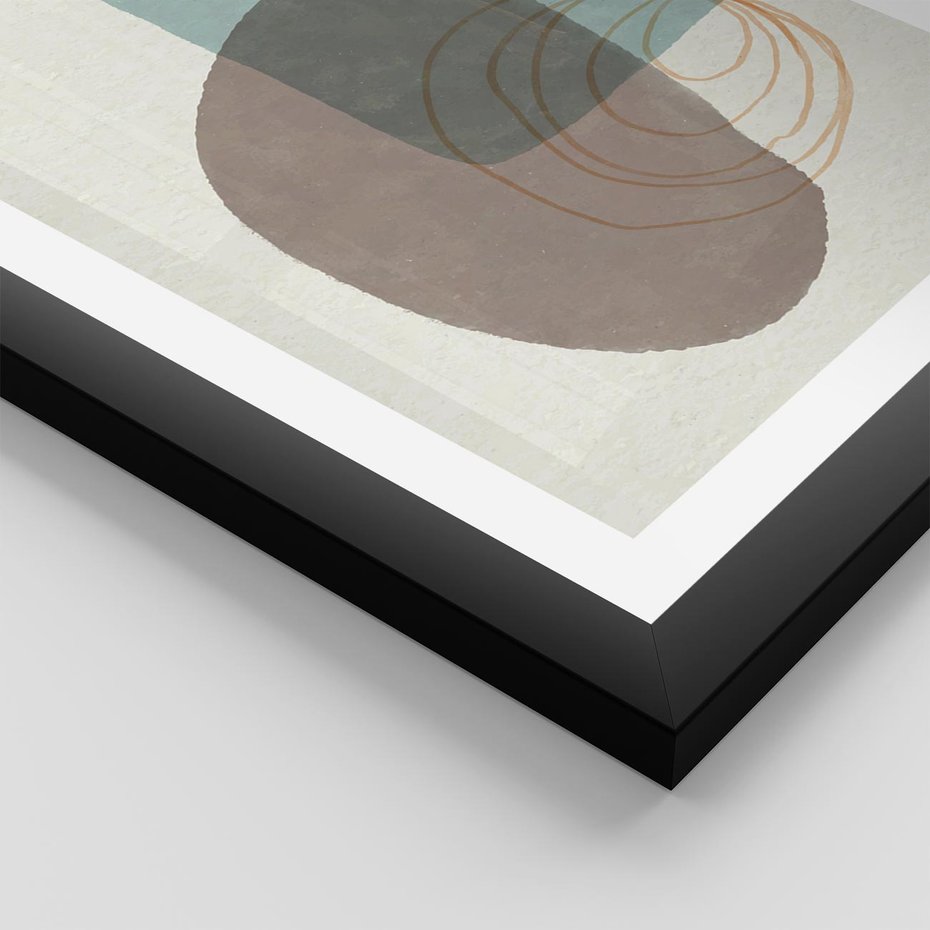 Plakat w ramie 30x40 - Rozkwitające Formy - geometryczne elementy, stonowane ziemiste kolory - rama czarna