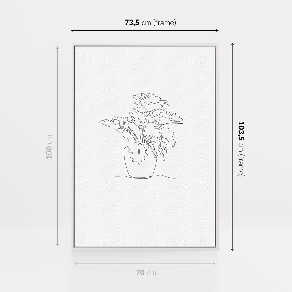Obraz w ramie 70x100 - Rozkwitające Formy - szkic, minimalizm - rama biała