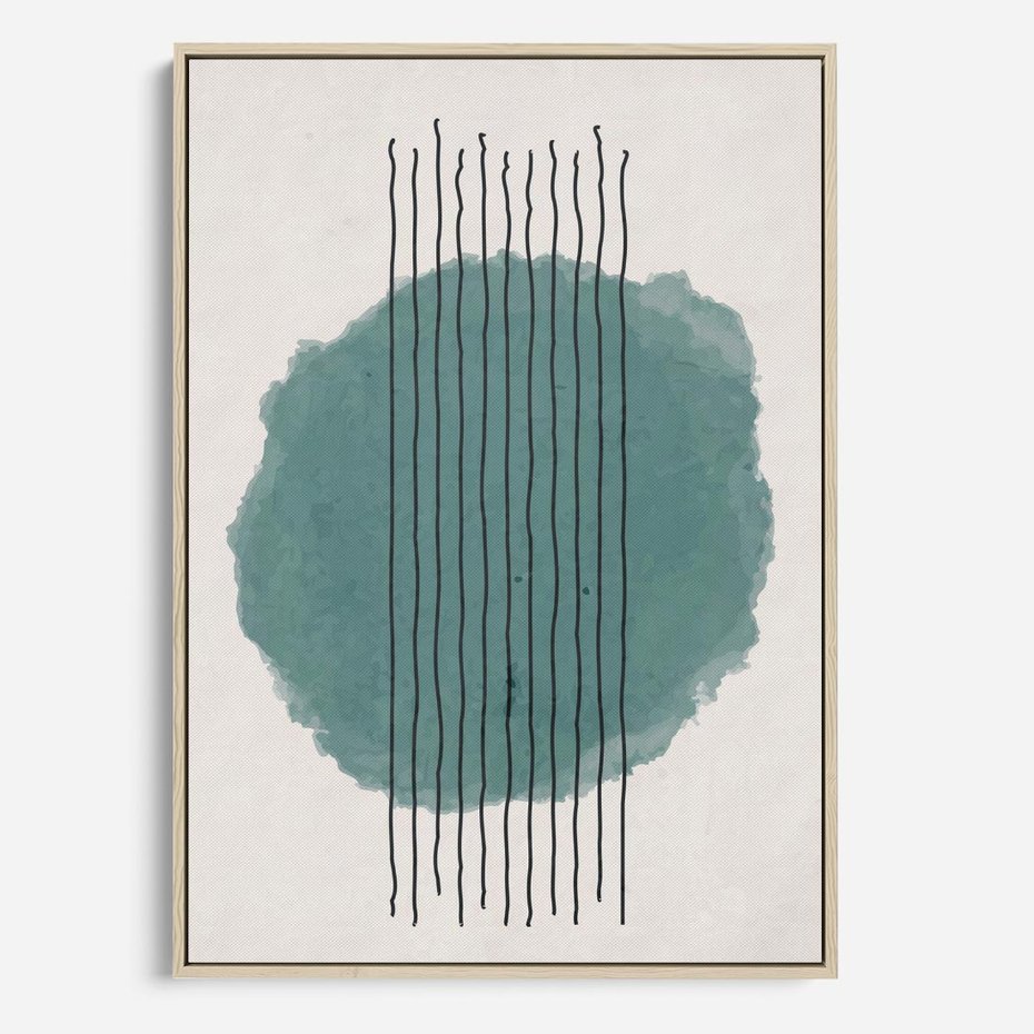 Obraz w ramie 80x120 - Podróżne Inspiracje - abstrakcyjna akwarelowa plama, nieregularne kreski - rama drewno