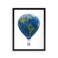 Plakat w ramie 30x40 - Podróżniczy balon nad ziemią - balon, ziemia - rama czarna