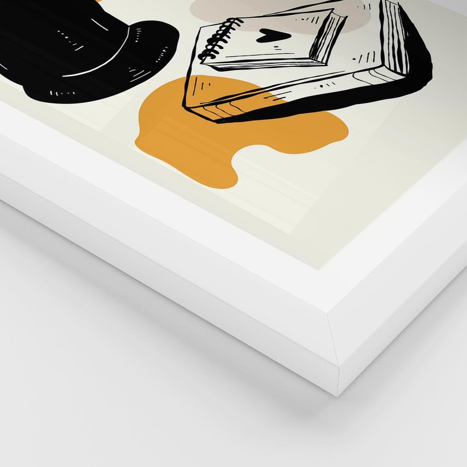 Plakat w ramie 50x70 - Nowoczesny Kot - grafika, kot - rama biała