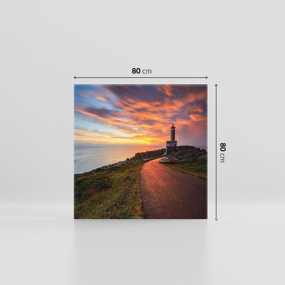 Obraz na płótnie 80x80 - Latarnia morska: Nocne niebo nad morzem - latarnia, morska