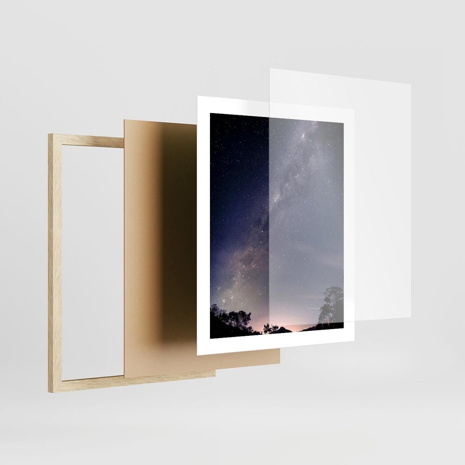 Plakat w ramie 40x50 - Gwiaździste Ujęcie - gwiaździste niebo, noc - rama drewno