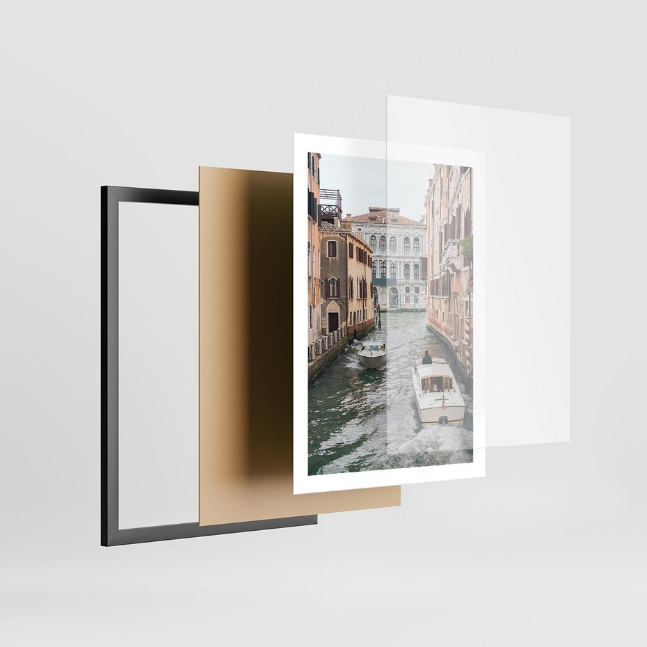 Plakat w ramie 50x70 - Wenecja na Twojej Ścianie - wenecja, kanały - rama czarna