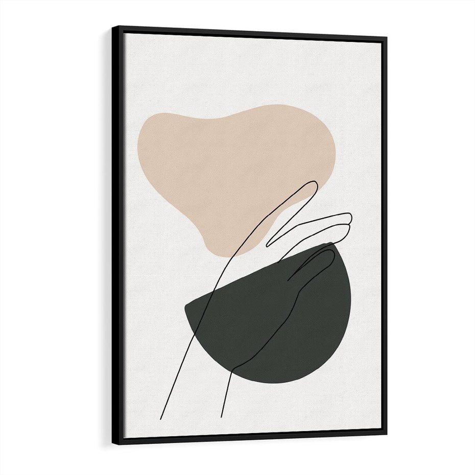 Obraz w ramie 70x100 - Rozkwitająca Opowieść - szkic jedną linią, one lone - rama czarna