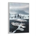 Obraz w ramie 50x70 - Ciepło i Urok Północy - skandynawskie, domki - rama biała