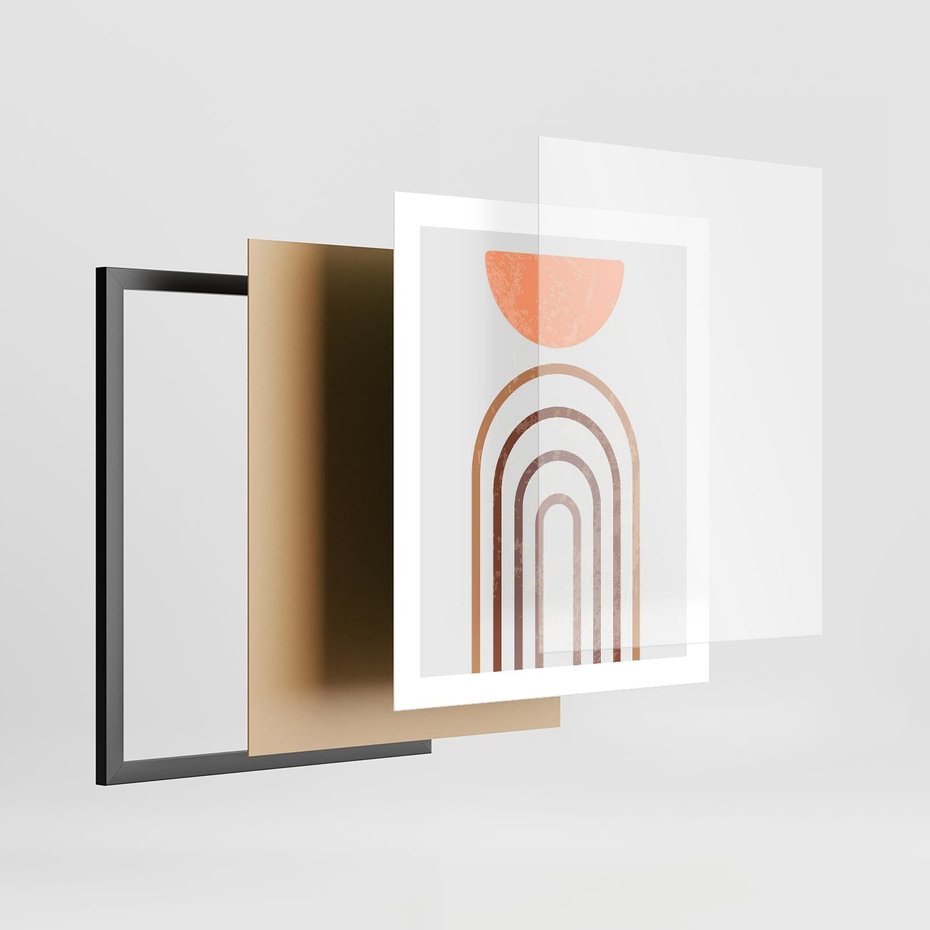 Plakat w ramie 40x50 - Geometryczny Blask Złota - grafika, złoto - rama czarna