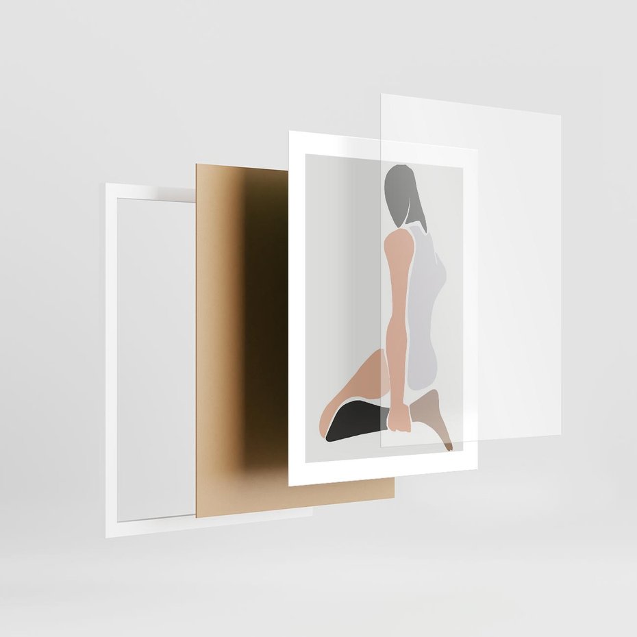 Plakat w ramie 30x40 - Widok Abstrakcyjny - abstrakcyjny obraz, minimalizm - rama biała