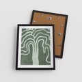Plakat w ramie 40x50 - Inspirujące Zawiłości Zieleni - abstrakcyjny kształt, zielony plakat - rama czarna