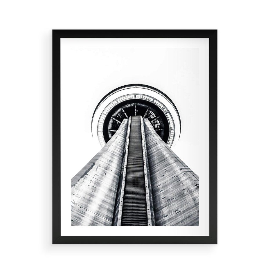 Plakat w ramie 50x70 - Perspektywa Wieży - architektura, wieża - rama czarna