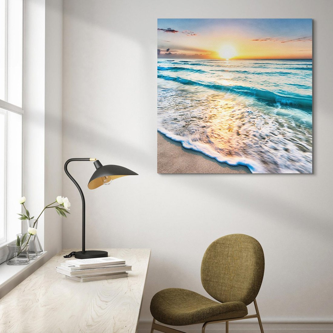 Obraz na płótnie 50x50 - Spokój morza: moment relaksu - plaża, morze