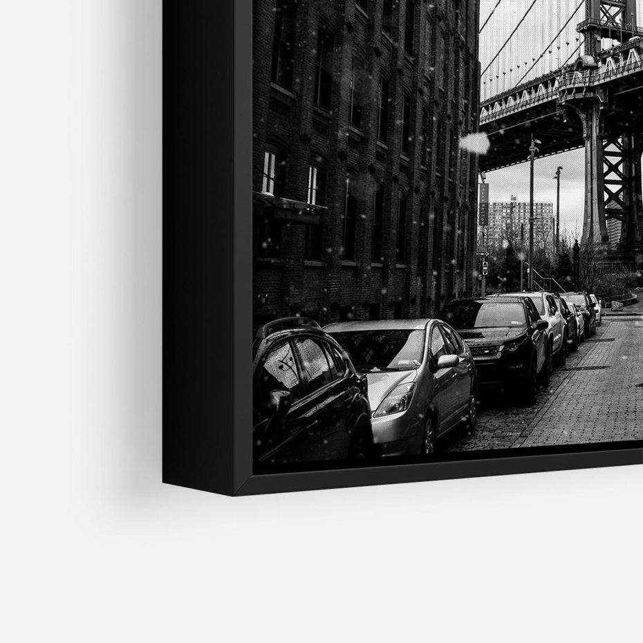 Obraz w ramie 50x50 - Ikona Miasta - Nowy Jork, most - rama czarna