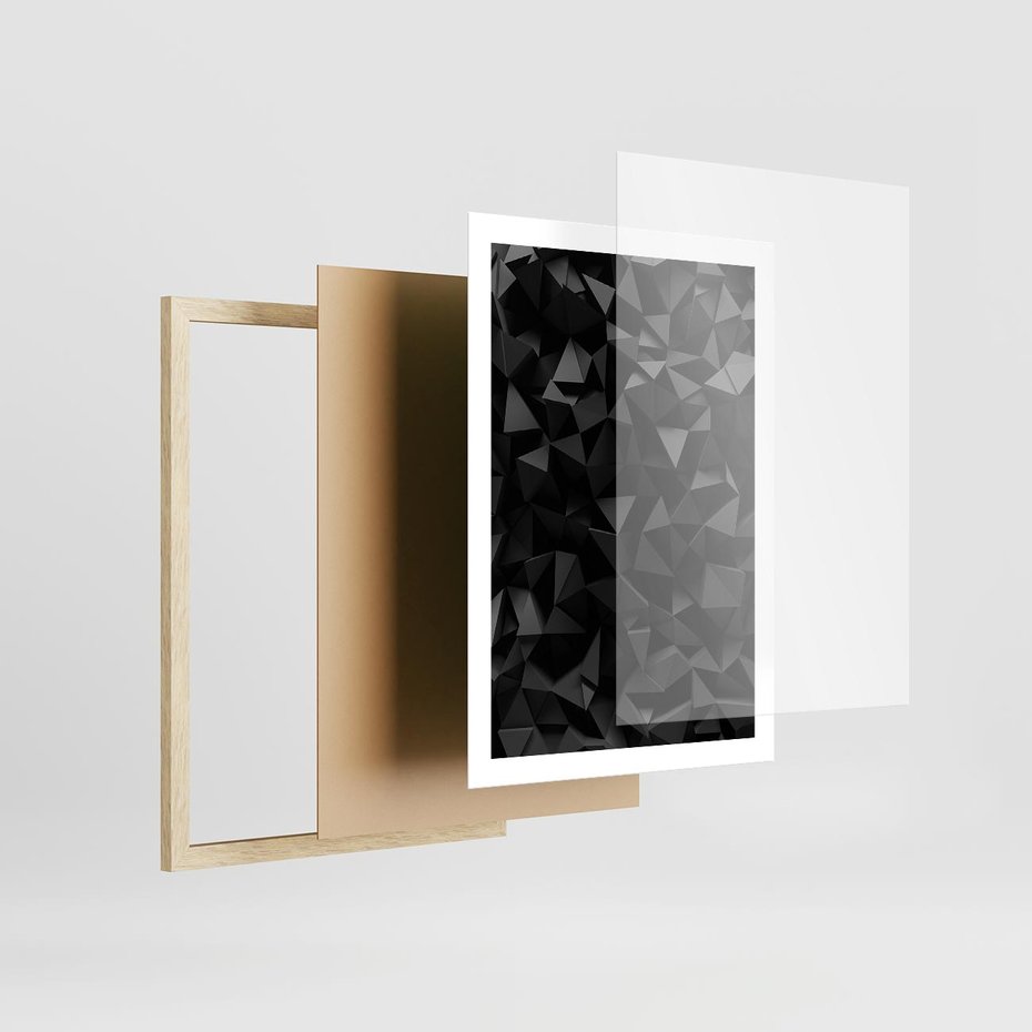 Plakat w ramie 50x70 - Geometryczna nowoczesność - geometryczne, nowoczesne - rama drewno
