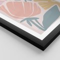 Plakat w ramie 50x70 - Rozkwitające Harmonie Natury - pastelowe kwiaty, na beżowym tle - rama czarna