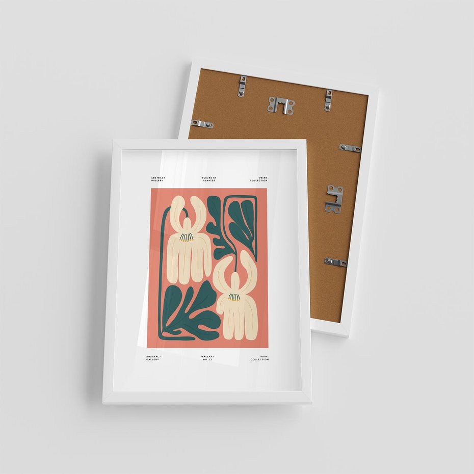 Plakat w ramie 30x40 - Migotliwe Echa - kwiaty, nowoczesna abstrakcja - rama biała