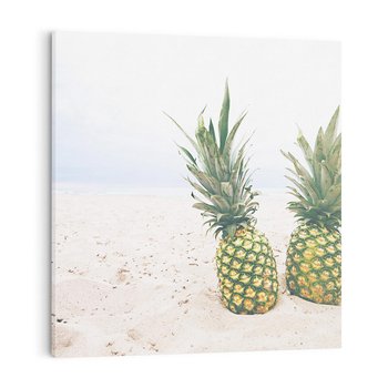 Obraz na płótnie 80x80 - Ananasy Plażowy Raj - ananasy, plaża