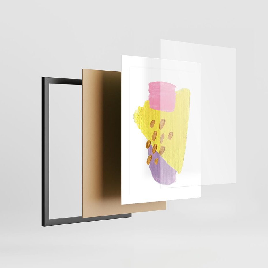 Plakat w ramie 30x40 - Refleksje Akwarelowych Widoków - akwarela, minimalizm - rama czarna