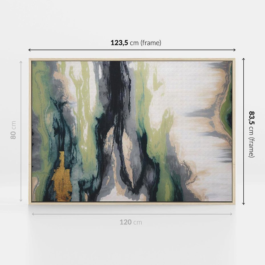 Obraz w ramie 120x80 - Sfumowane zmysły artysty - rozmyte kolory, zieleń - rama drewno