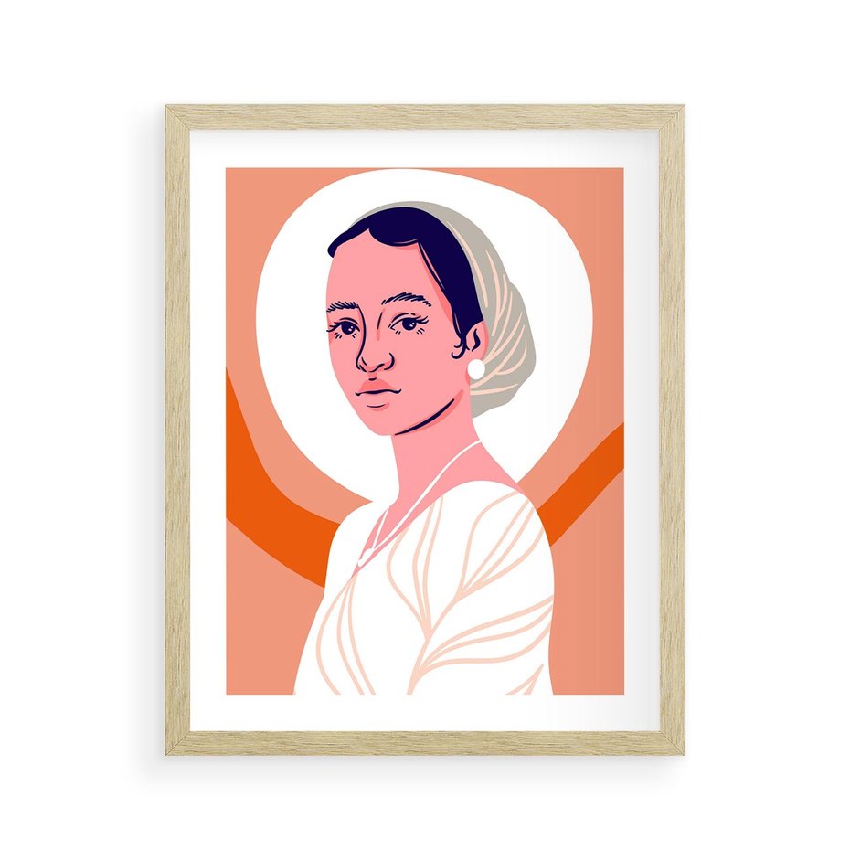 Plakat w ramie 40x50 - Kobieca Harmonia - nowoczesny plakat, styl retro - rama drewno